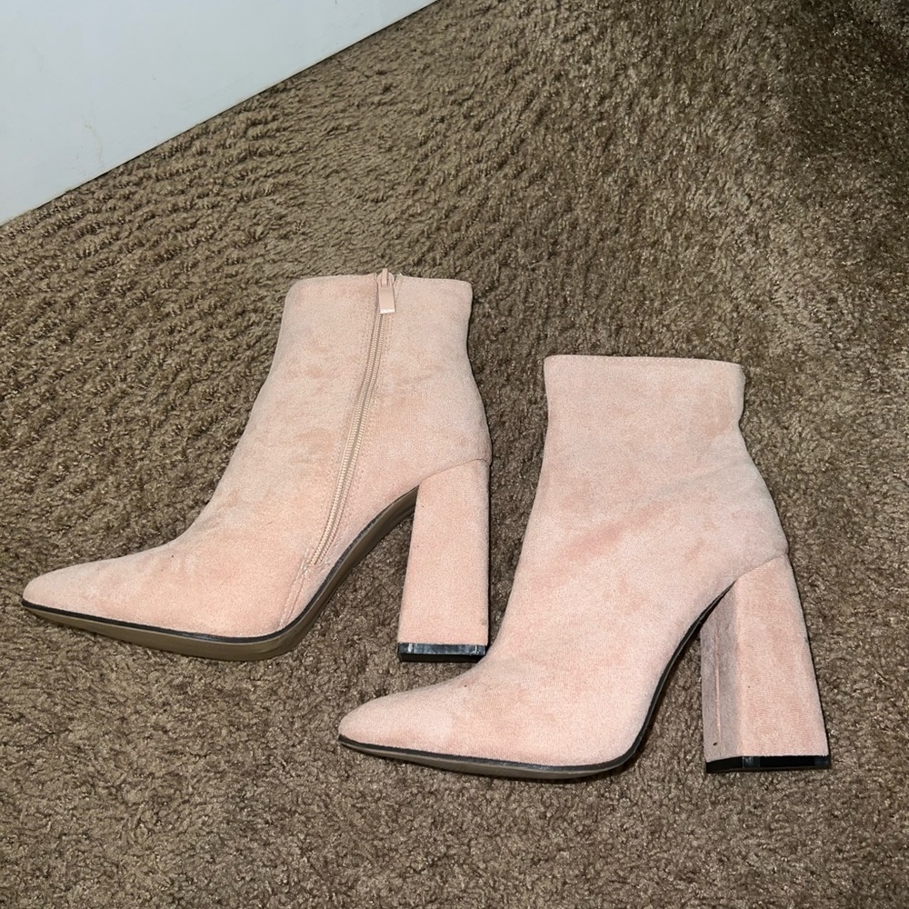 Pink suede boots